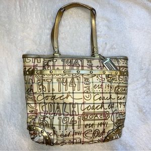 Vintage Leather Coach Tote Bag
